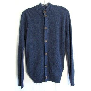 Peter Millar Blue Merino Wool Long Sleeve Cardigan Sweater Size Medium EUC